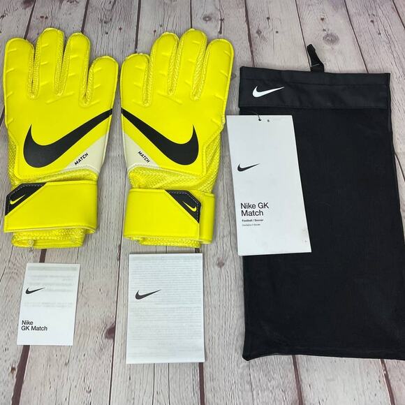 NWT Nike Match Goal Keeper Yellow Soccer Gloves Adult Size 8 (CQ7799-765) - Picture 8 of 10